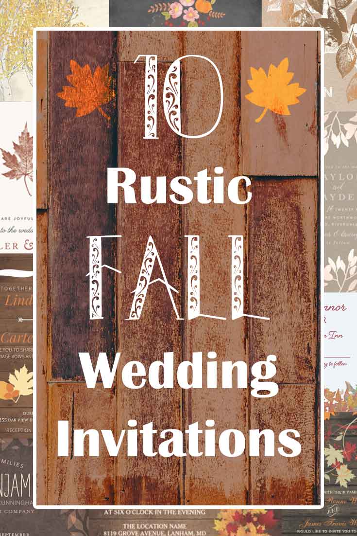10 Rustic Fall Wedding Invitations Autumn Leaves Trees Wood 10 Rustic Fall Wedding Invitations