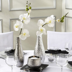 Black and White Centerpiece Set Centerpiece set with black and white orchid theme.