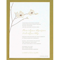Orchid Wedding Invitation Champagne & Stone Wedding Invitation with a spray of white orchids.