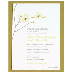 Grass and Gravel Orchid Wedding Invitation Hello Lucky wedding invitation with a green orchid.