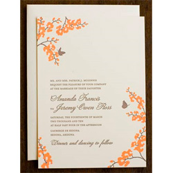 Shangri La Espresso and Papaya Wedding Invitation Hello Lucky Orchid Wedding Invitation Shangri La Espresso and Papaya
