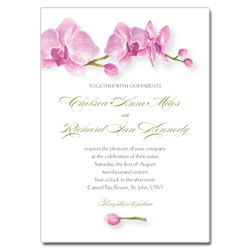 Pink Orchids Watercolor Wedding Invitations